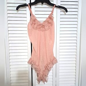 Elegant Pink Lace Bodysuit